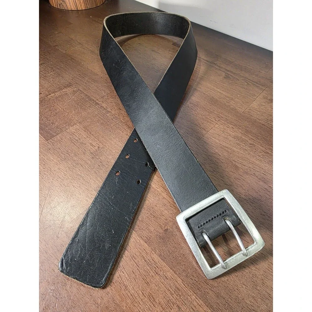 Banana Republic Men's Italian Leather Belt Double Prong Buckle Black Size 36